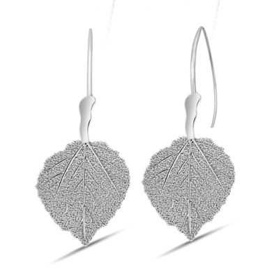 Sterling Silver Aspen Leaf Hoop Earrings