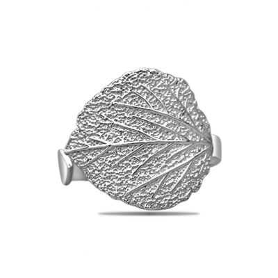 Sterling Silver Aspen Leaf Ring Adjustable