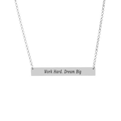 Customizable Bar Pendant Engraved With Phrase Work Hard Dream Big