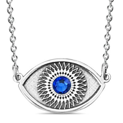 All-Seeing Eye Pendant with Red Crystal in Sterling Silver - Image 2