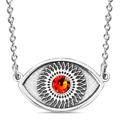 All-Seeing Eye Pendant with Red Crystal in Sterling Silver