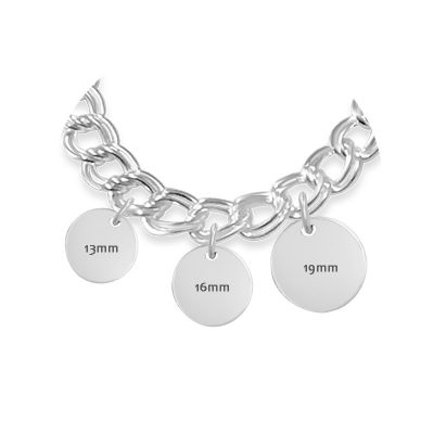 Personalized Disc Charm For Sterling Silver Bracelet -Sizes Available